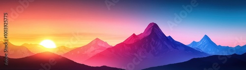 Ethereal Winter Wonderland - Abstract Watercolor Mountains in Pink and Purple Hues