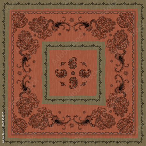 PrintOrnamental paisley with ethnic aztec graphic for bandana or any design