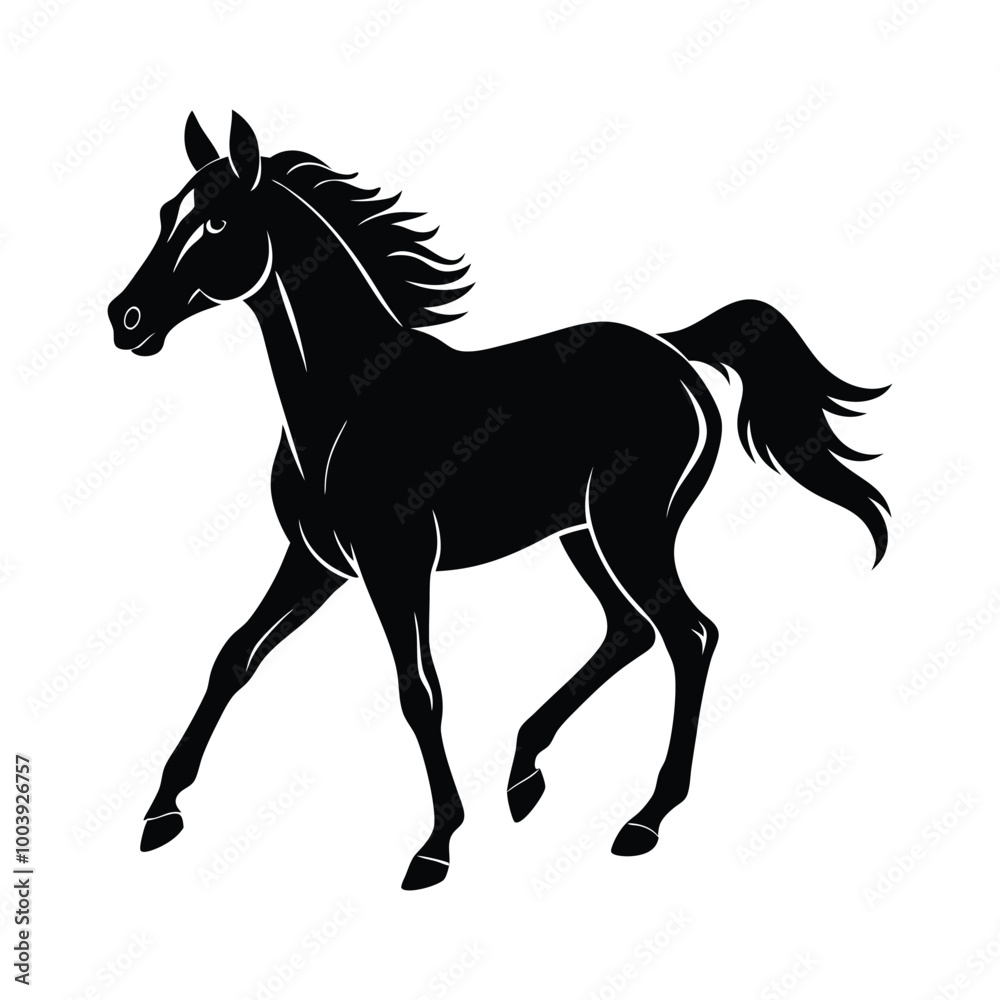 Racehorse Standing silhouette vector illustration Racehorse Standing silhouette vector illustration