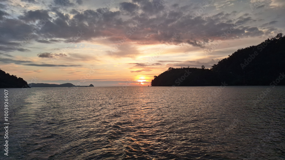 Beautiful twilight, Sunset on sea between the Islands. Mandeh, West Sumatra, Indonesia Beautiful twilight, Sunset on sea between the Islands. Mandeh, West Sumatra, Indonesia