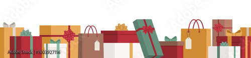 Many Christmas gifts seamless border