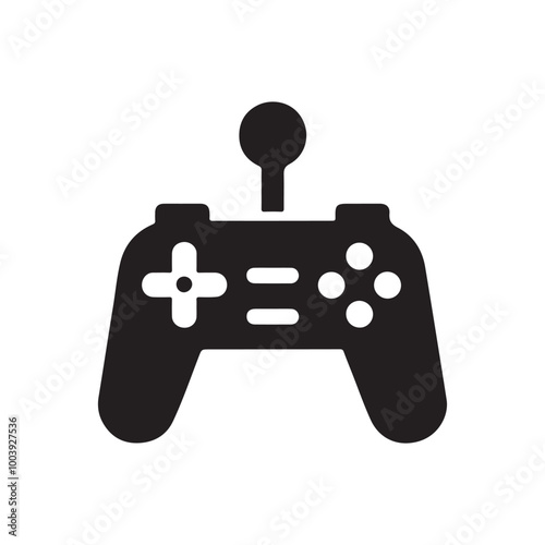 Modern Game Controller Icon: Abstract Joystick Silhouette Design for Video Game Branding, App Development, and Interactive Media