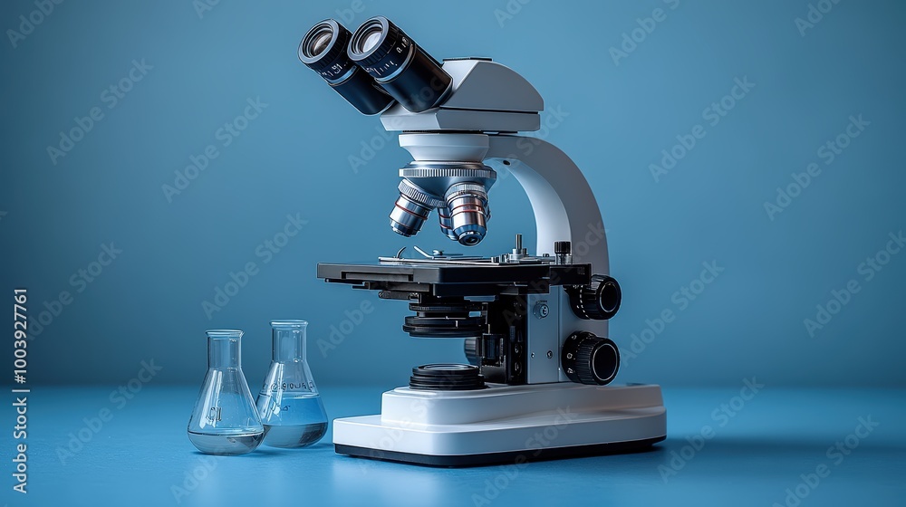 © practice  - Microscope and laboratory equipment biology and science concept