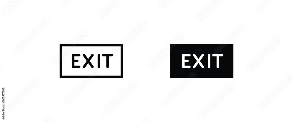 Emergency exit line and flat icons set, editable stroke isolated on white, linear vector outline illustration, symbol logo design style Emergency exit line and flat icons set, editable stroke isolated on white, linear vector outline illustration, symbol logo design style