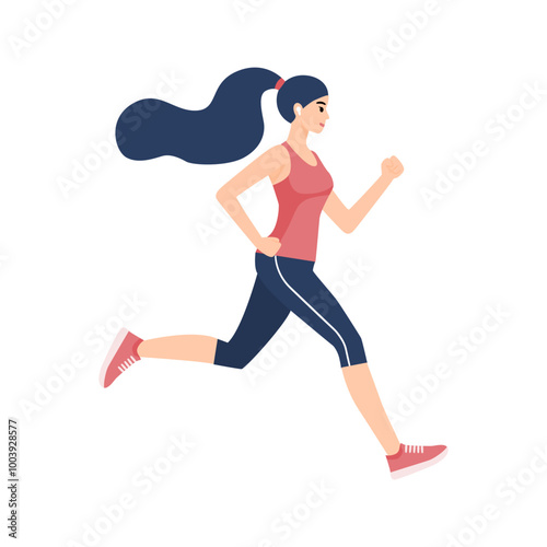 Athletic Woman Running in Sportswear Outdoors