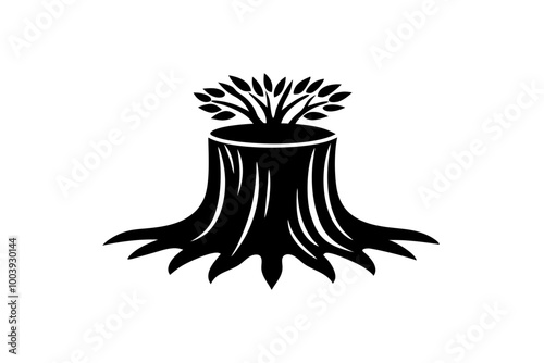 tree stump silhouette icon with Transparent Background - Versatile Clip art 