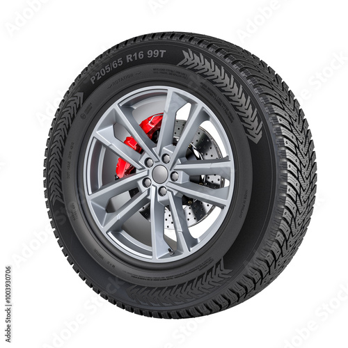 Car winter tire with alloy wheel