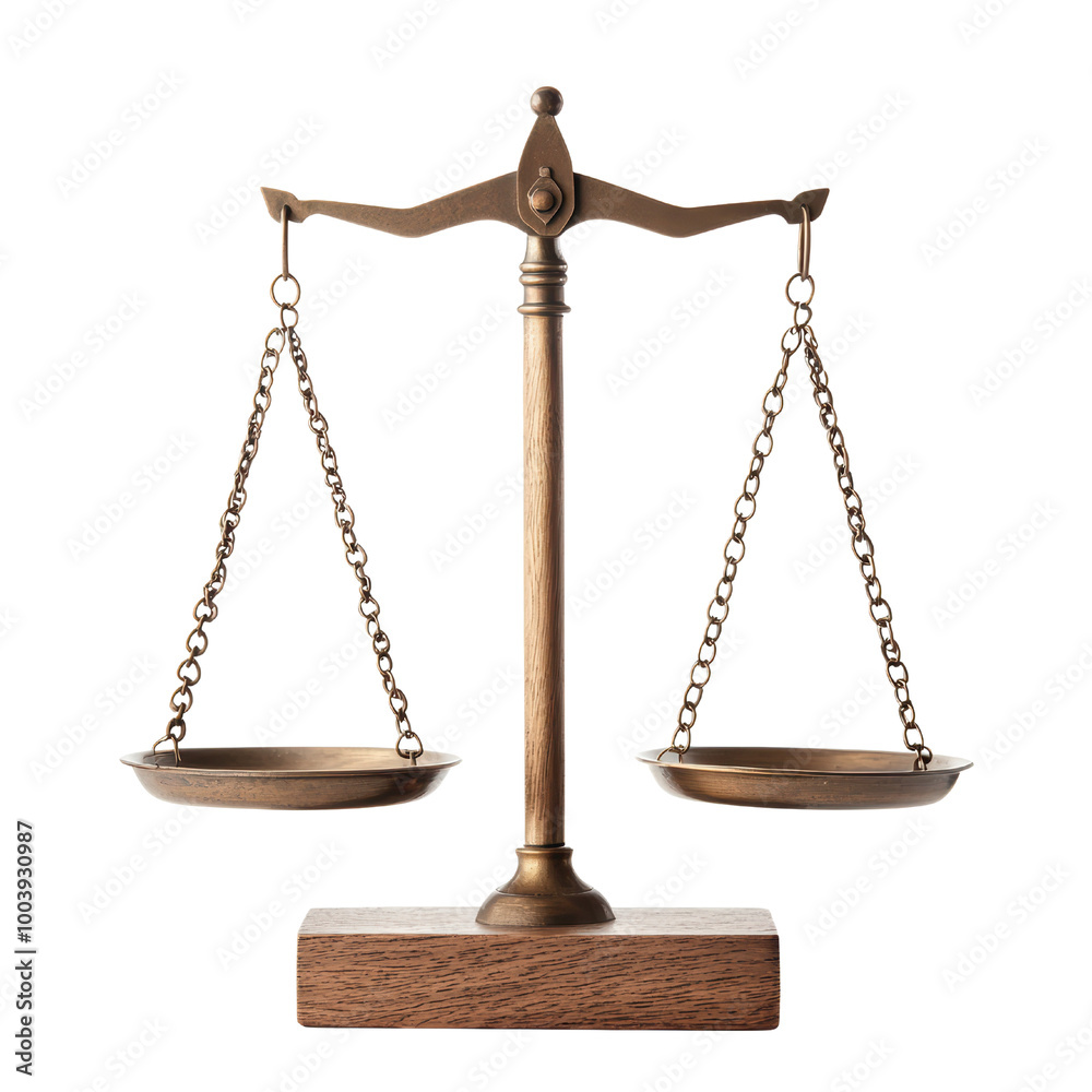 Bronze legal scale on white isolated background for justice and balance concepts. transparent background Bronze legal scale on white isolated background for justice and balance concepts. transparent background