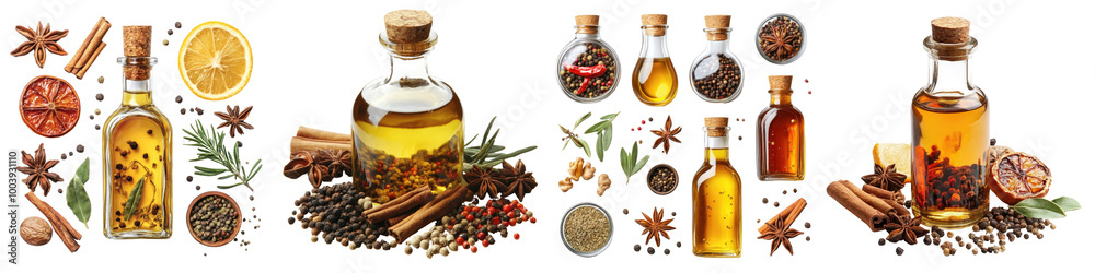 Vinegar and spices - Flavorful and dynamic for marinating Isolated on Clear White Background Highly Detailed Vinegar and spices - Flavorful and dynamic for marinating Isolated on Clear White Background Highly Detailed