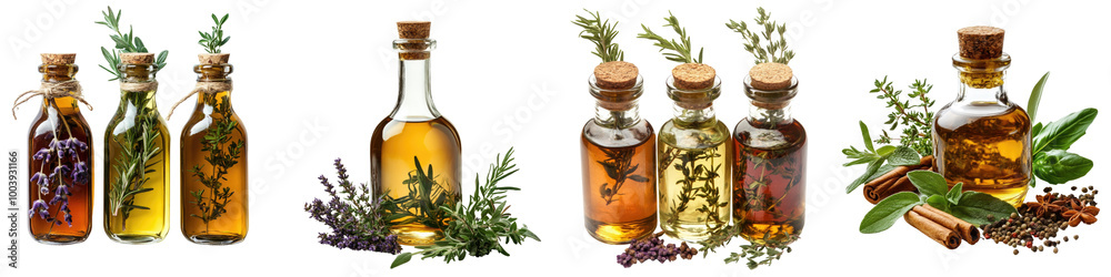 Vinegar and herbs - Fresh and fragrant for seasoning Isolated on Clear White Background Highly Detailed Vinegar and herbs - Fresh and fragrant for seasoning Isolated on Clear White Background Highly Detailed
