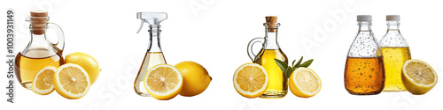 Vinegar and lemon - Zesty combo for natural cleaning Isolated on Clear White Background Highly Detailed
