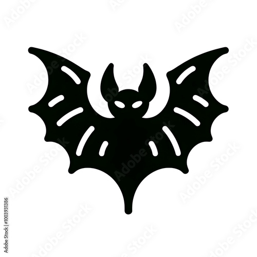 AI Generated Bat Icon in Black Isolated in White Background. Bat Symbol Logo Vector Design for Graphic Resources
