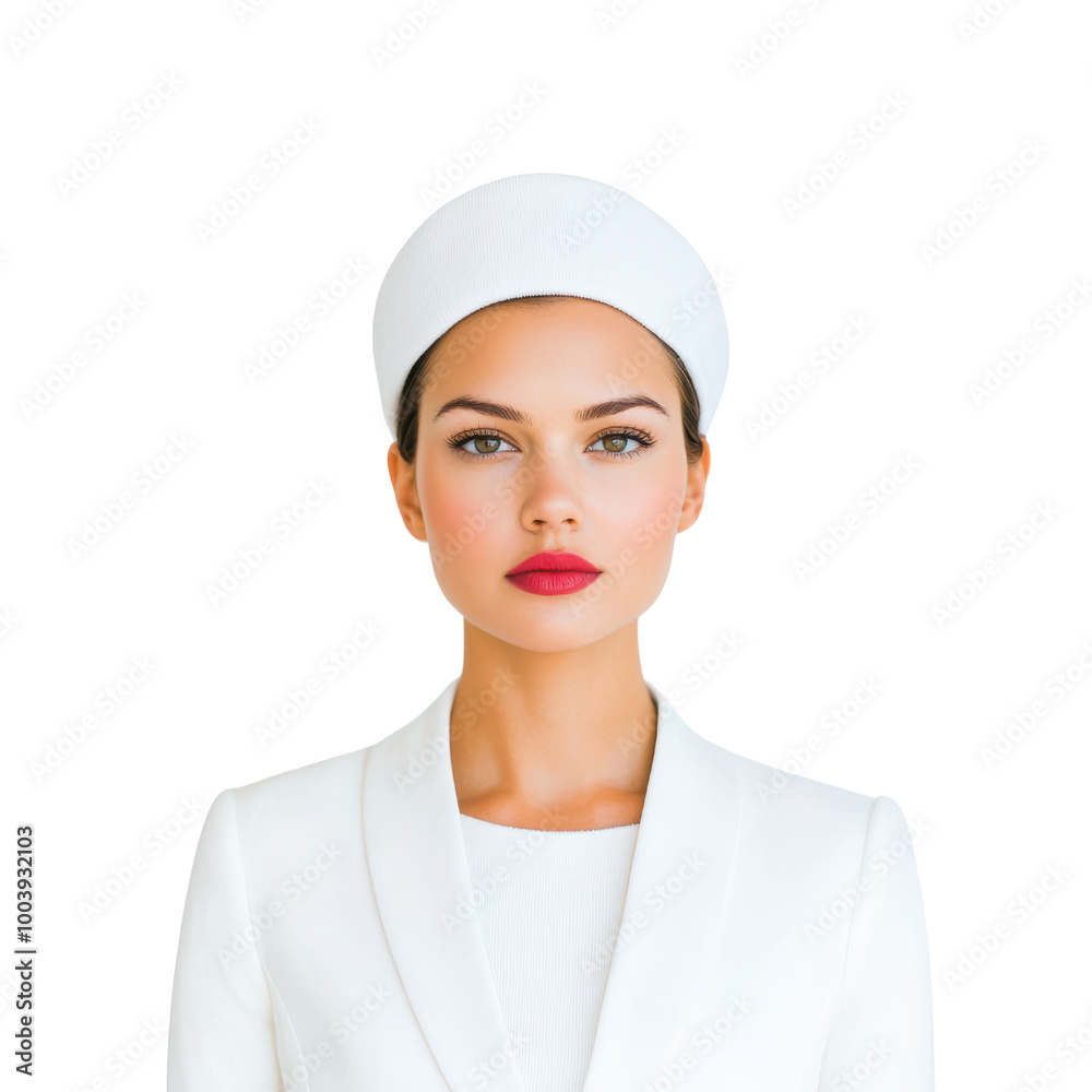 Confident woman in a white outfit, isolated on a white background. transparent background Confident woman in a white outfit, isolated on a white background. transparent background