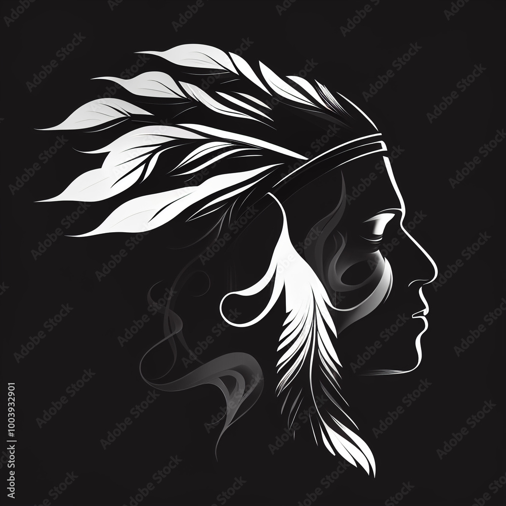 Indian head made out of smoke on black background Indian head made out of smoke on black background