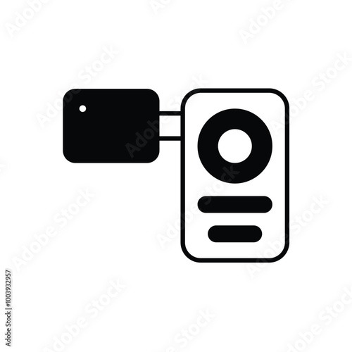 cam recorder glyph icon with white background vector stock illustration