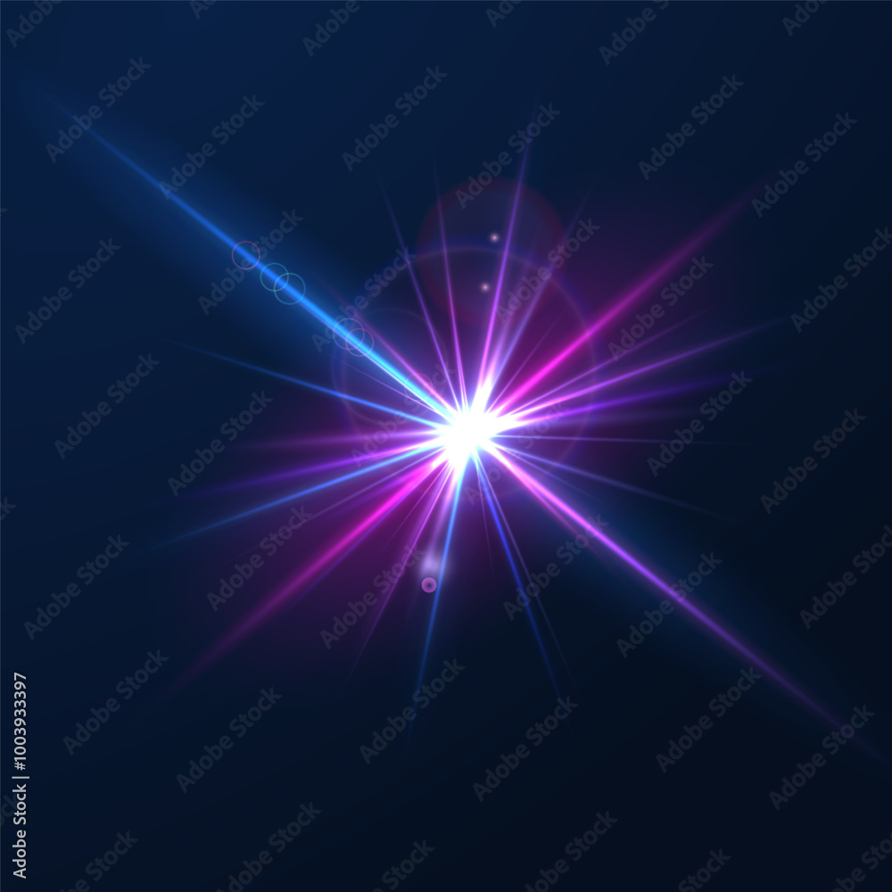 Obraz premium Flash, realistic highlights, glowing effects, camera light, sunlight reflection, stars, isolated highlights, sparkling highlights. Isolated on transparent background, png. Celestial, space elements