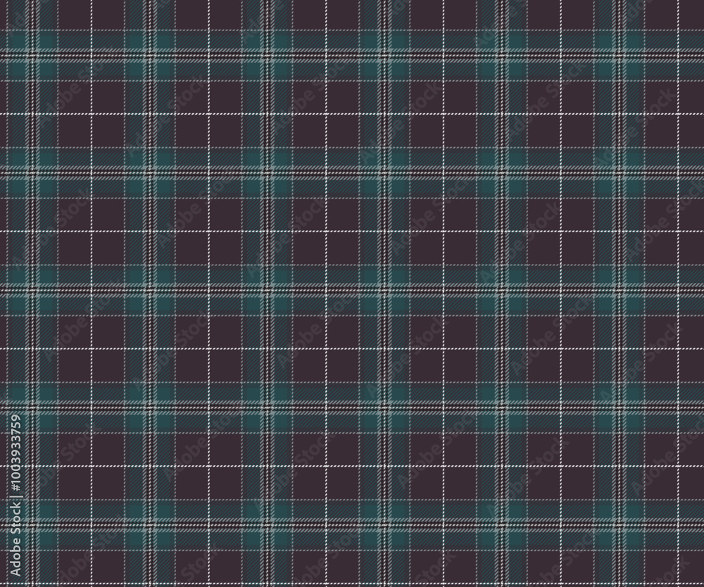Fototapeta premium Plaid fabric pattern, purple, green, white, seamless for textiles, and for designing clothes, skirts or decorative fabrics. Vector illustration.