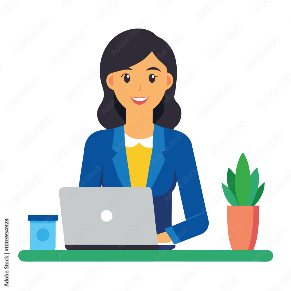 a professional business woman working in office desk a professional business woman working in office desk