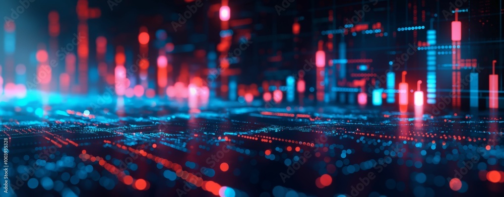 Futuristic digital data visualization with glowing graphs and binary code, technology background for financial analysis and big data
Futuristic digital data visualization with glowing graphs and binary code, technology background for financial analysis and big data