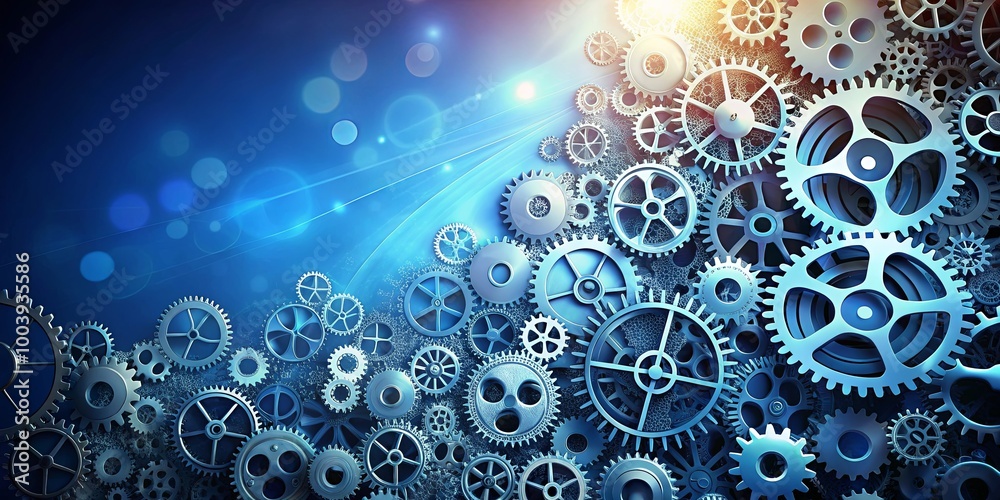 A mesmerizing display of intricate gears with a blue gradient background, representing the complex interconnectedness of systems and the beauty of mechanical engineering. A mesmerizing display of intricate gears with a blue gradient background, representing the complex interconnectedness of systems and the beauty of mechanical engineering.