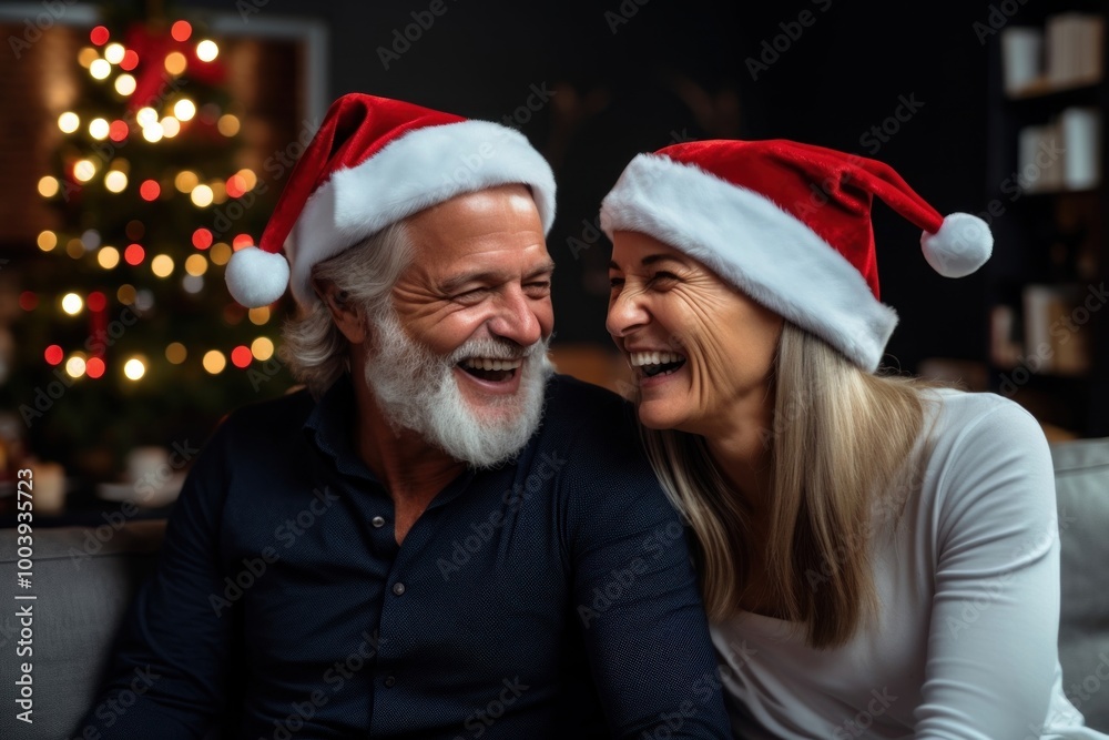 Christmas laughing adult woman.