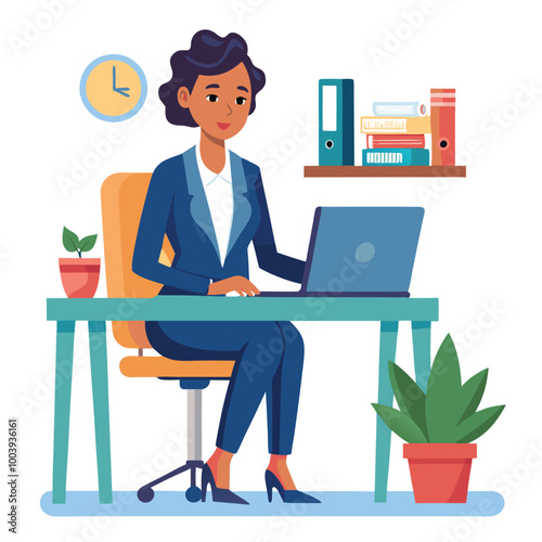 a professional business woman working in office desk