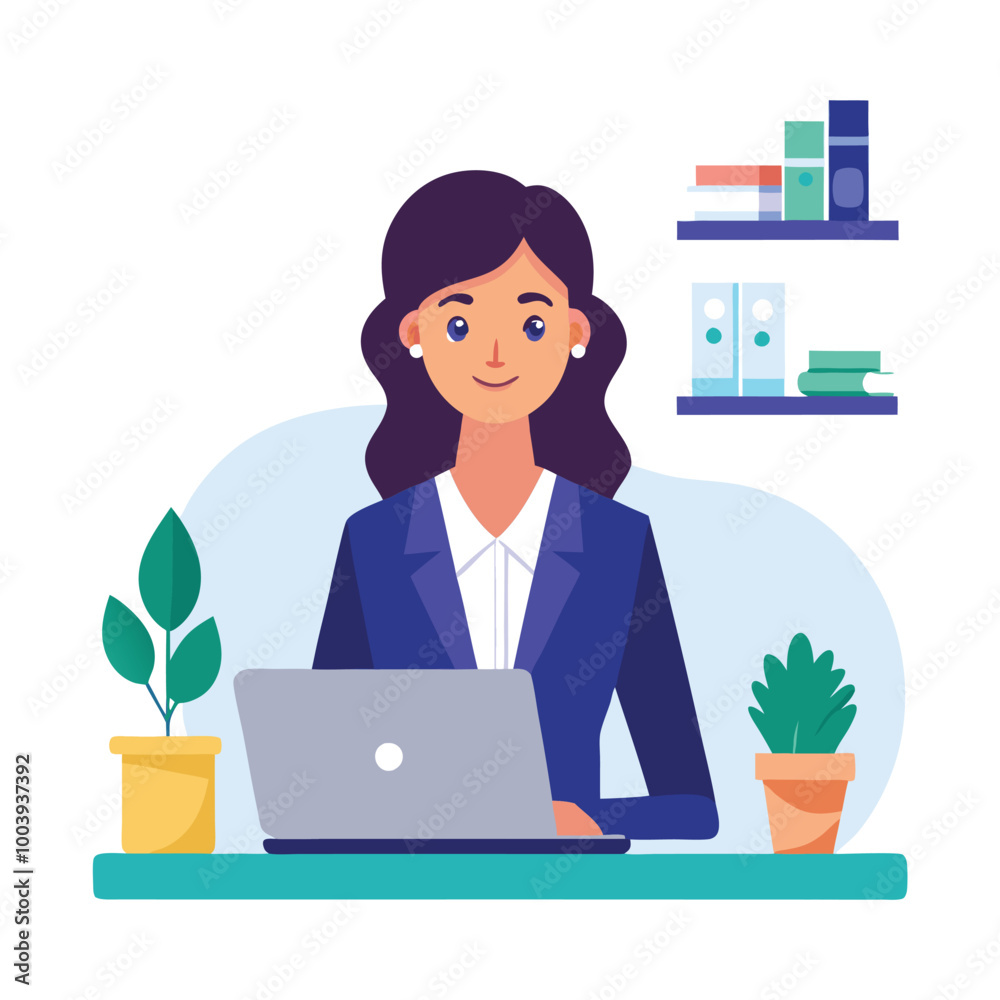 a professional business woman working in office desk a professional business woman working in office desk