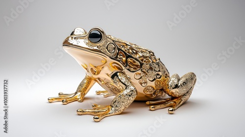 A stunning golden frog sculpture, combining elegance and charm, perfect for artistic decor or nature-inspired themes. photo