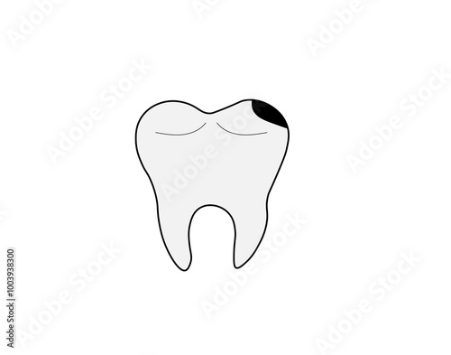 tooth decay on a white background, 