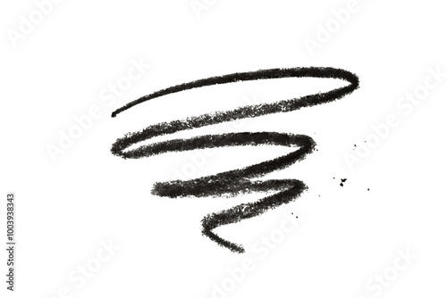 Black cosmetic eye pencil stroke isolated on white background