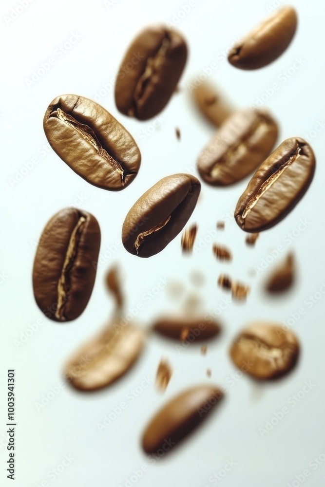 Roasted Coffee Beans Levitation A Detailed Studio Photograph of Freshly Roasted Coffee Beans Roasted Coffee Beans Levitation A Detailed Studio Photograph of Freshly Roasted Coffee Beans
