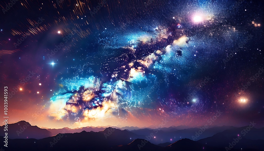 A Breathtaking View of the Milky Way Galaxy Showcasing a Night Sky Filled with Twinkling Stars and Vibrant Space Dust, Creating a Stunning Display of Celestial Beauty Against the Infinite Cosmos. A Breathtaking View of the Milky Way Galaxy Showcasing a Night Sky Filled with Twinkling Stars and Vibrant Space Dust, Creating a Stunning Display of Celestial Beauty Against the Infinite Cosmos.