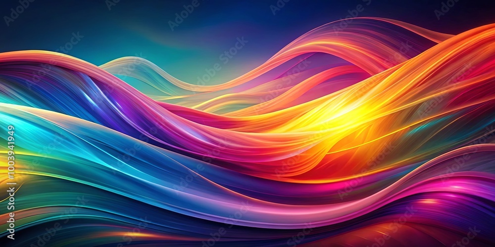 Abstract Digital Art with Vibrant Flowing Lines in Hues of Blue, Yellow, and Pink Abstract Digital Art with Vibrant Flowing Lines in Hues of Blue, Yellow, and Pink