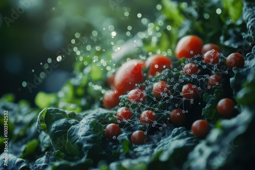 DNAediting technologies in food production, front view, enhancing food security through genetics, technology tone, Monochromatic Color Scheme photo