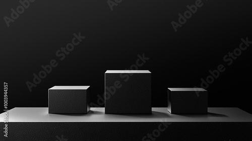 Wallpaper Mural Three cubes stacked product display on black background light from the side Torontodigital.ca