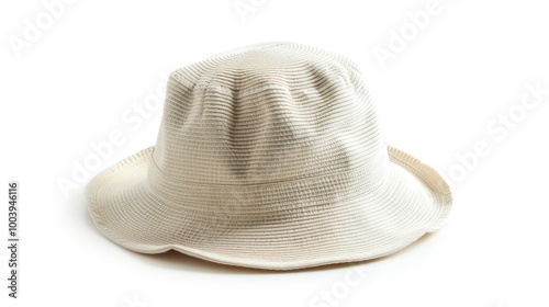 A tan hat with a faded design