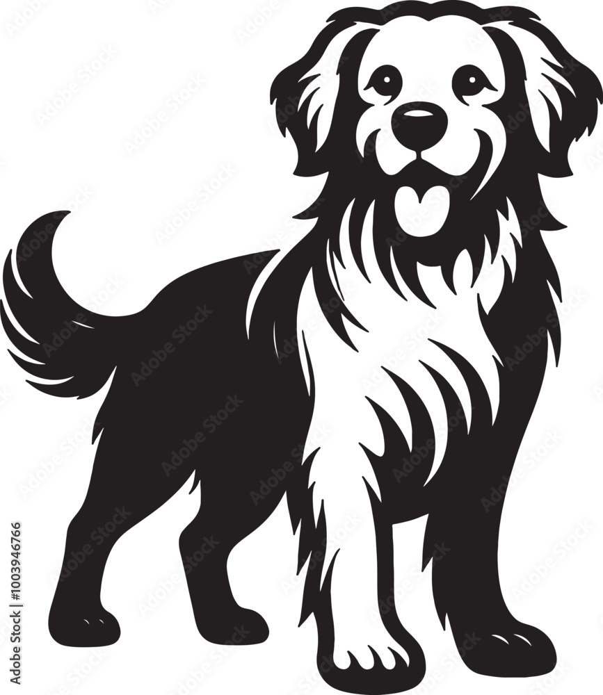 Fototapeta premium A single dog outline silhouette illustration in white background