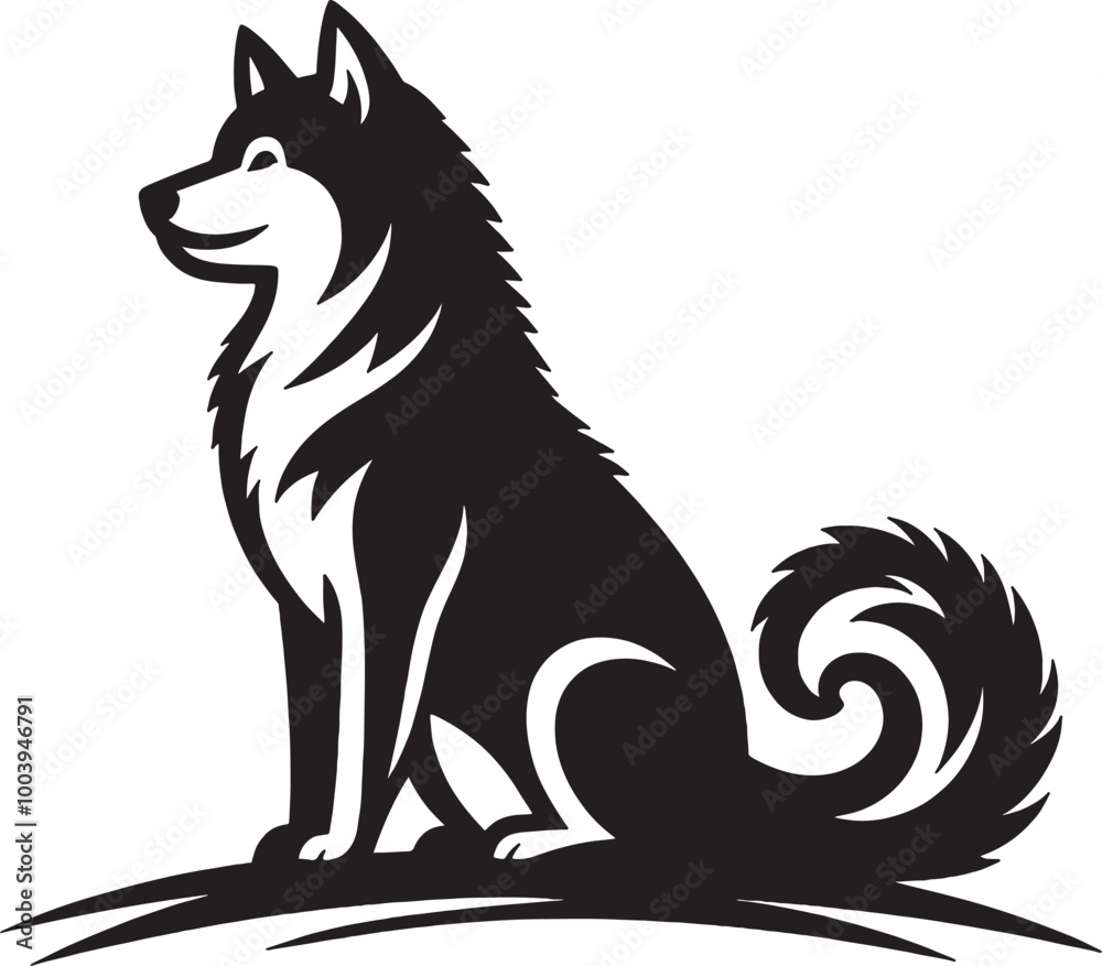 A single dog outline silhouette illustration in white background A single dog outline silhouette illustration in white background