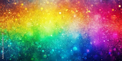 A vibrant, colorful abstract background with glowing bokeh and glitter, reminiscent of a magical sky or a celestial nebula