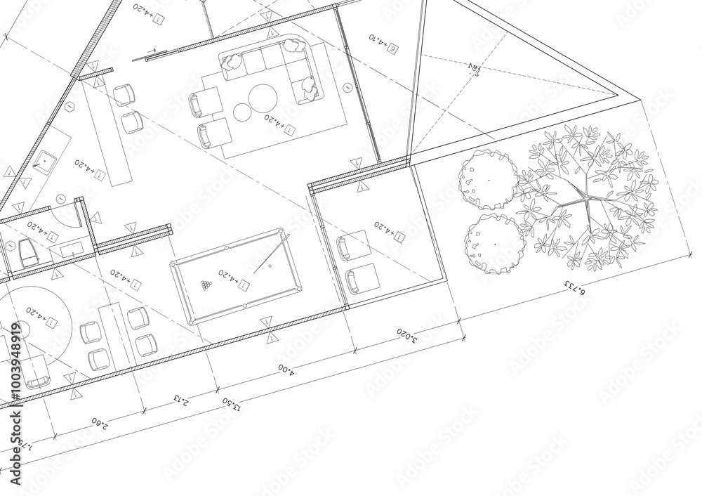 Floor plan designed building on the drawing.