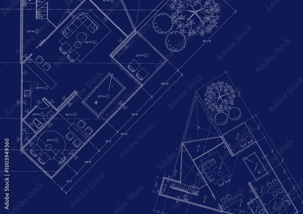 Obraz premium Floor plan designed building on the drawing.