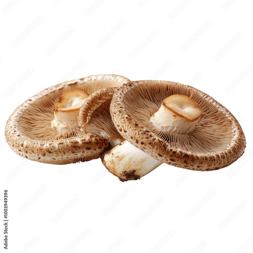 Three Mushrooms on Black Background Three Mushrooms on Black Background