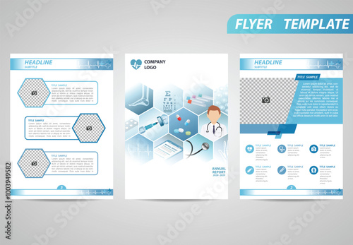 Medical Flyer Template Brochure Modern A4 Design with empty space for photo. Suitable for corporate annual report and prospectus