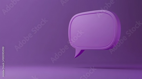 Blank Message Notification. Violet Speech Bubble. Social Media Concept and Online Communication. 3d rendering. 