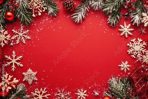 Christmas snowflakes background frame. photo