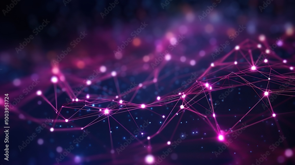 Abstract Network Connection with Glowing Pink and Purple Dots Abstract Network Connection with Glowing Pink and Purple Dots