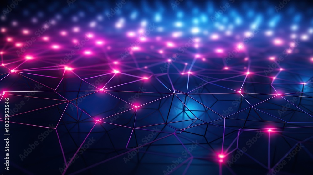 Abstract Neon Network with Pink and Blue Lights for Technology Background Abstract Neon Network with Pink and Blue Lights for Technology Background