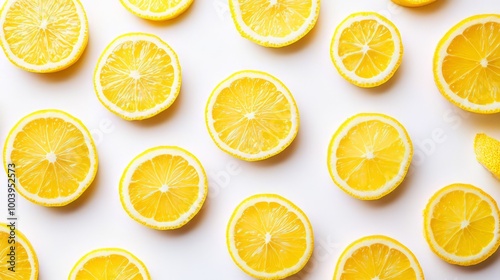 Assorted Fresh Citrus Fruits Slices on White Background