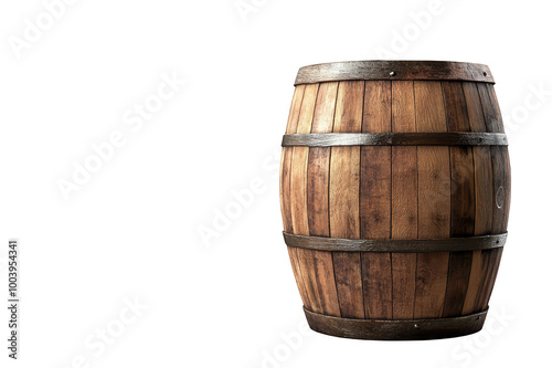 Wooden barrel with copy space on transparent background