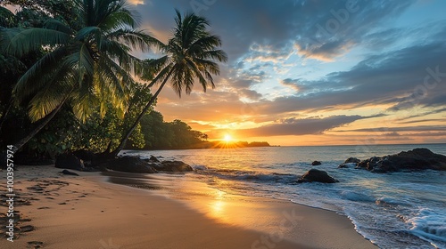 Sunrise over beach beauty photo. 